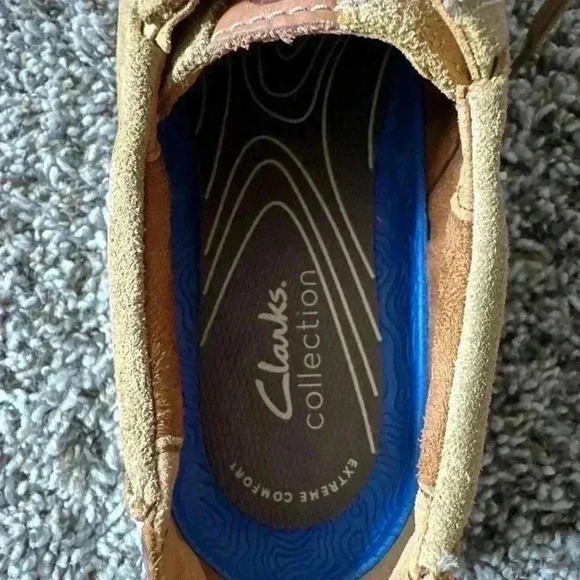Clarks Mens Driftway Low Beige Leather Sneaker Moccasin Shoes Size 9.5 main image 4
